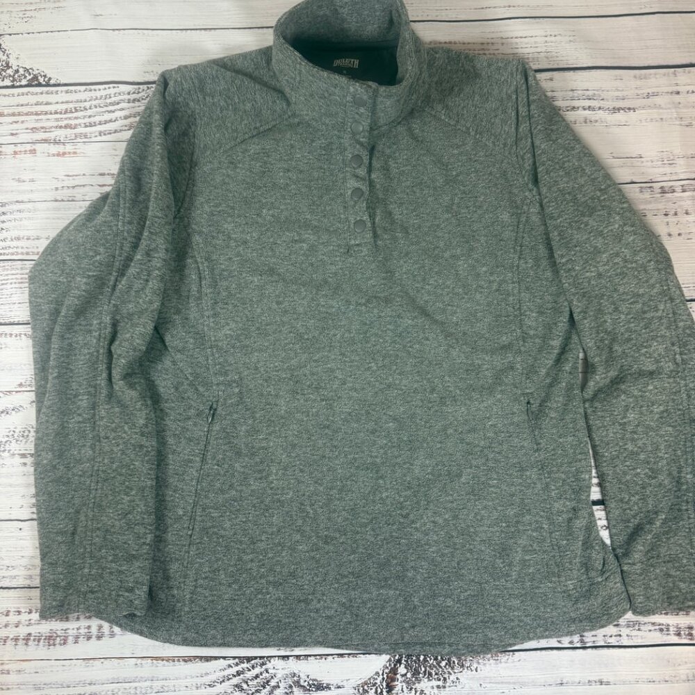 DULUTH TRADING Co Women Grey Fleece 1/4 Snap Button Pullover Sz XL